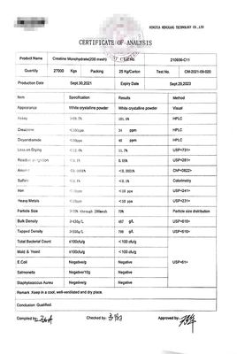 Créatine de mercure monohydrate 200 mesh poudre CAS 6020-87-7 analyse 101,6% 10 ppm Métaux lourds