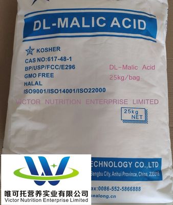 Acide malique additif alimentaire CAS 617-48-1 C4h6o5 99,0% min. Dl-acide malique certification HACCP