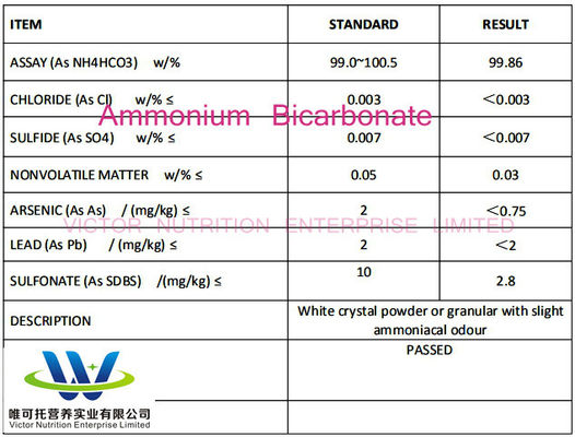 Bicarbonate d'ammonium CH5no3 additifs pour cuisson alimentaire agent gonflant CAS 1066-33-7