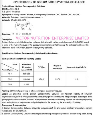 Durée de conservation 12 mois Produit alimentaire de qualité sodique carboxyméthylcellulose CMC Parfait pour l' assaisonnement