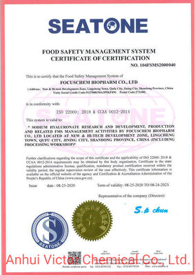 HALAL Hyaluronate de sodium obtenu par fermentation microbienne à pH 6,6 CAS 9067-32-7