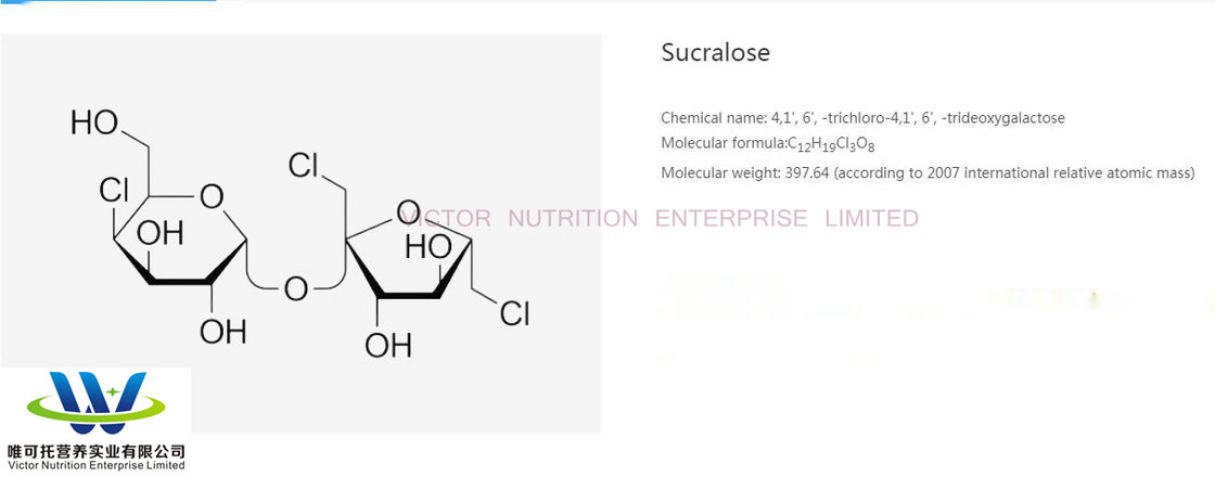 Type non nutritionnel Sucralose naturelle USP Grade CAS 56038-13-2 pour la valeur nutritionnelle